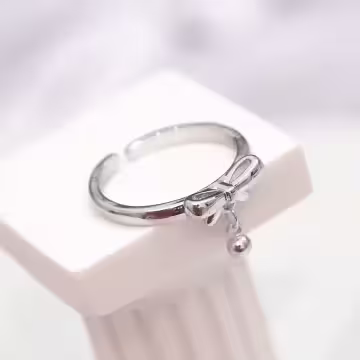 925銀飾×蝴蝶結小圓珠×開口戒指