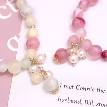 少女風垂墜珍珠流蘇×固定式串珠手鍊×共二色