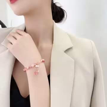 少女風垂墜珍珠流蘇×固定式串珠手鍊×共二色