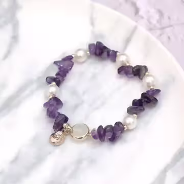 碎晶海螺珍珠×固定式串珠手環×共三色