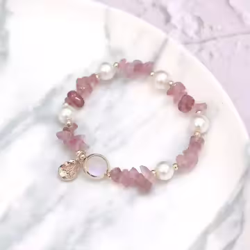 碎晶海螺珍珠×固定式串珠手環×共三色