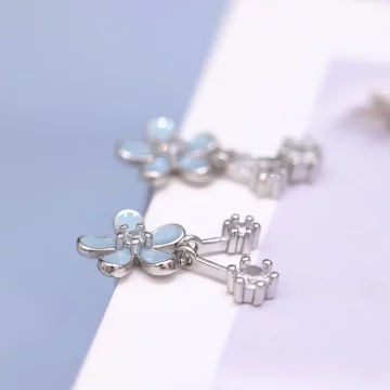 925銀針×五瓣小藍花垂鑽×吊墜耳環.avif