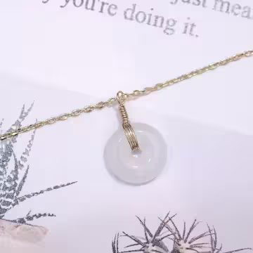 白古典簡約平安扣&times;抽拉鎖骨項鍊