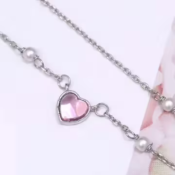 925銀飾×粉色愛心珍珠×鎖骨項鍊