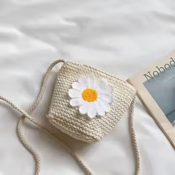 寶貝編織袋×棉繩斜背包×雛菊小白花