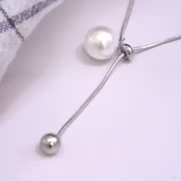 大圓珍珠×抽拉式長項鍊×共二色