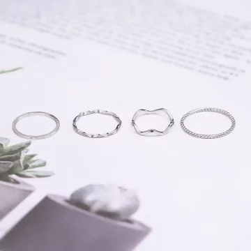 極簡金屬波堤×七套件戒指組×銀色.avif