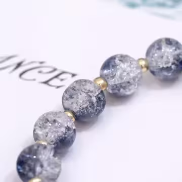 深藍爆晶糖心蜜桃&times;固定式串珠手鍊