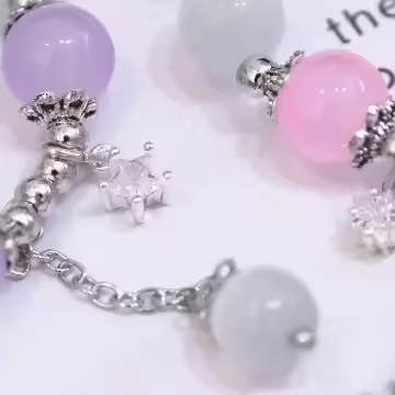 甜美粉紫系貓眼×固定式串珠手鍊×共二色