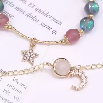 星月灰石粉晶×二套件串珠手鍊組