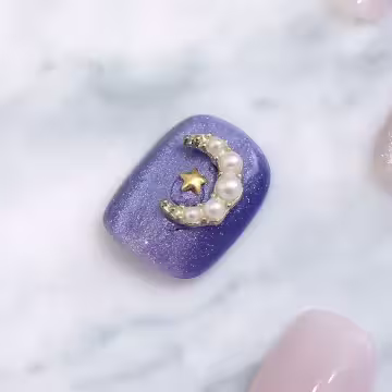 藍粉星月奇緣亮面×穿戴式手指甲片×二十四入