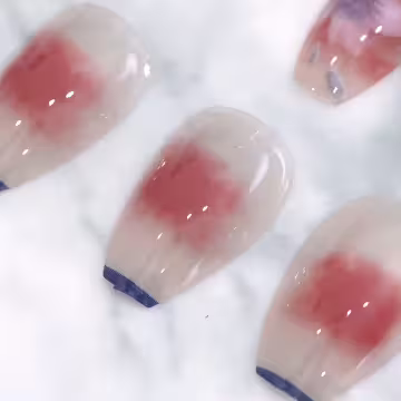 優雅山茶花腮紅亮面×穿戴式手指甲片×二十四入