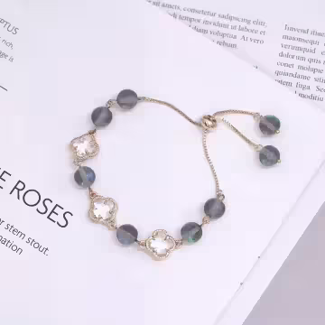 琉璃四葉草晶珠×調節手鍊×共二色