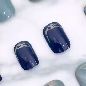 冰藍山茶花亮面×穿戴式手指甲片×二十四入