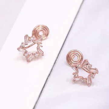 玫瑰金五角鋯星×U型耳夾.avif