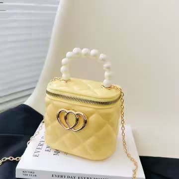 雙心立體水桶包&times;果凍鍊條斜背包&times;黃色