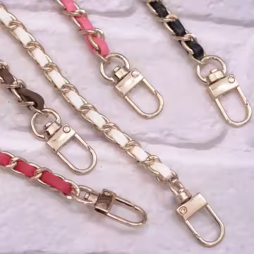 小香風鍊條皮革×手機斜背雙勾掛繩×黑色