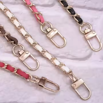 小香風鍊條皮革×手機斜背雙勾掛繩×白色