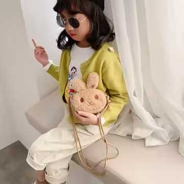 絨毛兔寶寶×棉繩斜背包×棕咖