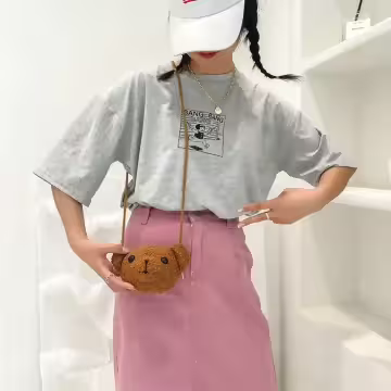 絨毛熊寶寶×棉繩斜背包×棕咖