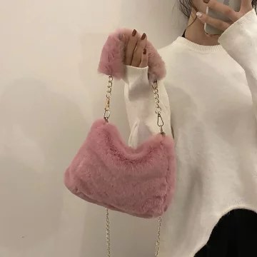 手提小巧毛絨絨×鍊條斜背包×桃粉.avif
