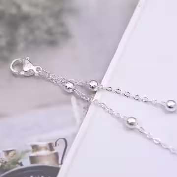 925銀飾×蝴蝶結圓珠×雙層手鍊