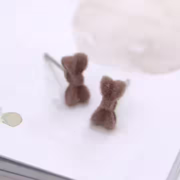 絨毛小兔領結珍珠×三套件耳環組