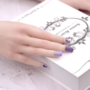 紫白金蔥花朵亮面×穿戴式手指甲片×二十四入.avif