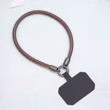 單色簡約皮革×手機腕帶掛繩×棕咖