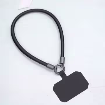 單色簡約皮革×手機腕帶掛繩×黑色