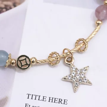 古錢雙彎管星星莓晶×固定式串珠手鍊.avif