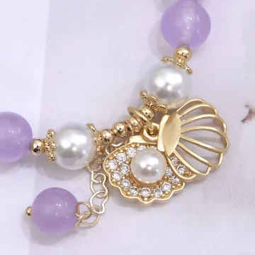 貝殼晶鑽紫晶琉璃×固定式串珠手鍊.avif