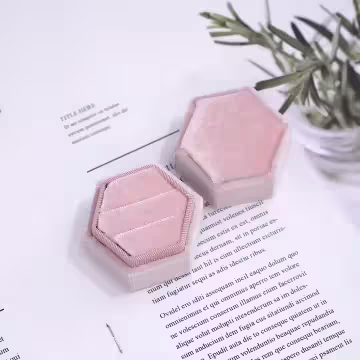 絲絨六角型×適用對戒×絨布盒×粉紅