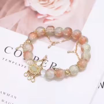 橘金長命鎖喵喵×固定式串珠手鍊