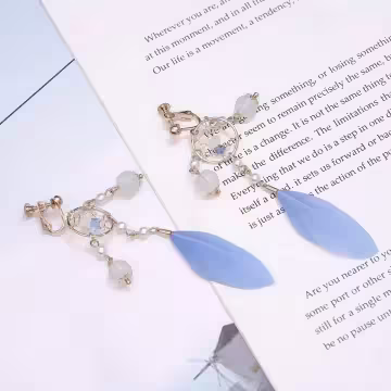 藍羽毛捕夢網×螺旋耳夾