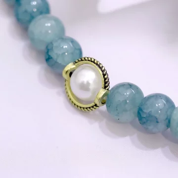 蔚藍水滴琉璃×雙層串珠手鍊.avif