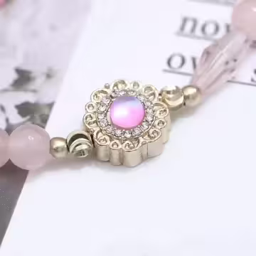 甜心華麗粉紅蝴蝶結×雙層串珠手鍊