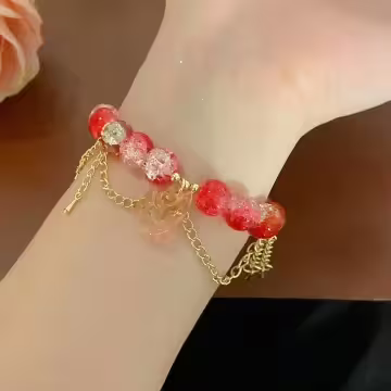 妖媚紅狐琉璃×固定式串珠手鍊