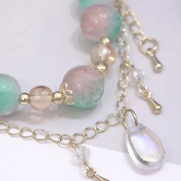 仙藍粉嫩晶透水滴×固定式串珠手鍊.avif