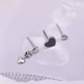 冷酷黑愛心×單邊六套件耳環組