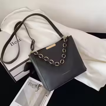 時尚鍊條桶包×斜背包×黑色