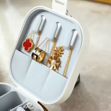 時尚硬殼矽膠×拉鍊飾品盒×灰色