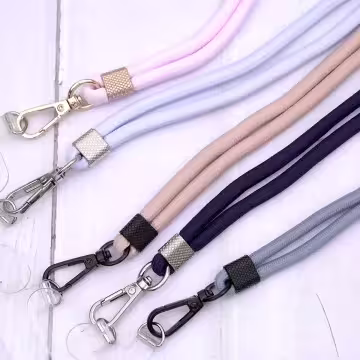 可調節雙環×銀色×純素色簡約滌綸繩×手機斜背雙勾掛繩×深藍