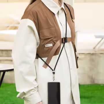 可調節雙環×銀色×純素色簡約滌綸繩×手機斜背雙勾掛繩×深藍