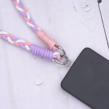 撞色麻花辮×手機斜背雙勾掛繩×粉綠.avif