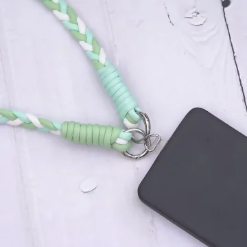 撞色麻花辮×手機斜背雙勾掛繩×粉綠.avif