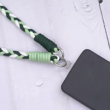 撞色麻花辮×手機斜背雙勾掛繩×粉綠.avif
