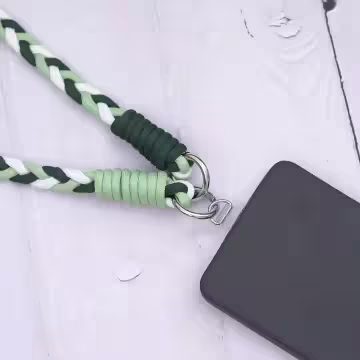 撞色麻花辮×手機斜背雙勾掛繩×綠色