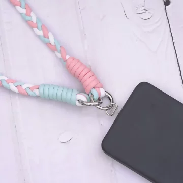 撞色麻花辮×手機斜背雙勾掛繩×粉綠.avif