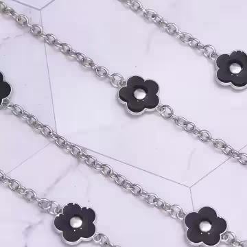 法式小花×手機斜背雙勾掛繩×黑色